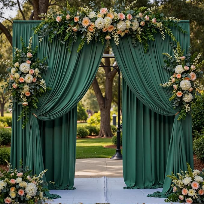 10 ft x 10 ft Wrinkle Free Hunter Green Backdrop Curtain for Parties, Polyester Dark Green Photo Backdrop Drapes 2 Panels 5x10ft for Baby Shower Wedding Birthday Party Photography Curtains