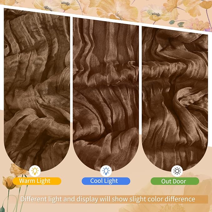 4 Pack Brown Cheesecloth Table Runner 17 x 108 inch Boho Gauze Table Runner Rustic Sheer Cheese Cloth Table Decorations for Wedding Party Baby Bridal Shower Birthday Holiday Home