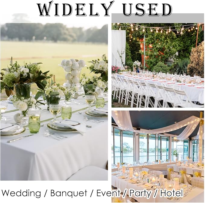 fani 10 Pack White Rectangle Tablecloth, 60 x 126 Inch Polyester Tablecloth for 8 Ft Table, Stain Resistant Washable Fabric Table Cloth Rectangular Table Cover for Wedding Party Dining Banquet
