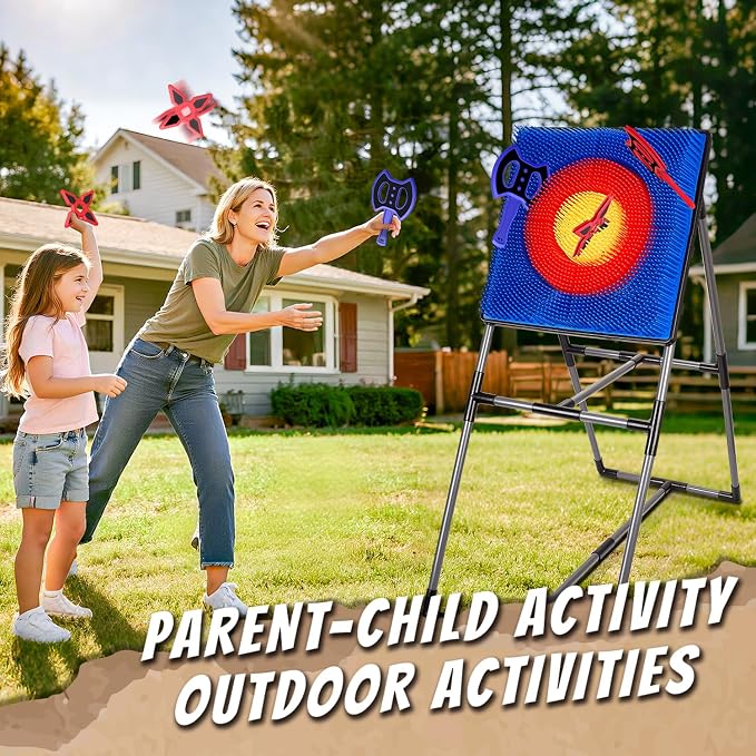 Axe Throwing Game for Backyard, Axe Throwing Target Set with 16 Throwing Axes Outdoor Games Indoor Carnival Yard Lawn Backyard Games for Age 6-12