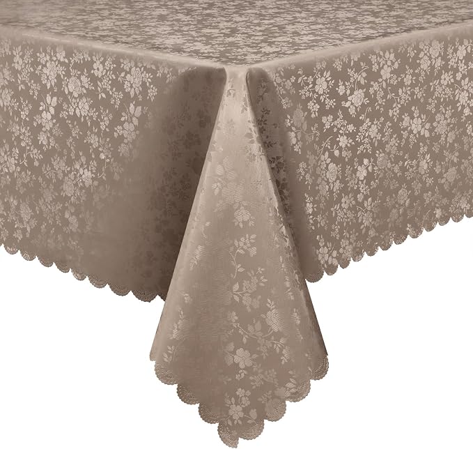 Smiry Rectangle Table Cloth, Waterproof Heavy Duty Vinyl Tablecloths, Wipeable Washable Table Cover for Kitchen and Dining Room (Taupe, 60" X 84")