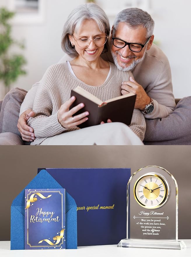 Crystal Retirement Alarm Clock Gifts for Men Women, Happy Retirement Plaque for Coworkers, Boss, Going Away Gift for Retired Friends, Farewell Goodbye Presents for Doctors Nurses Teacher