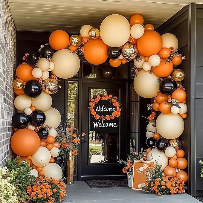 108Pcs Orange Double Stuffed Balloons Different Size, 18/12/10/5 inch Pastel Matte Burnt Orange Balloons Garland Arch kit for Baby Shower Birthday Summer Party Decoration
