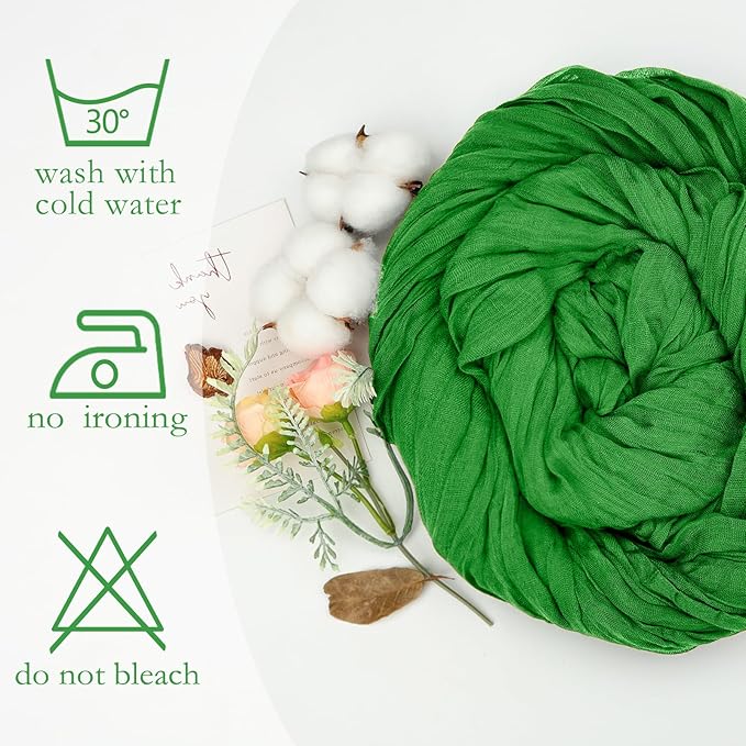 8 Pack Green Cheesecloth Table Runner 10ft Boho Gauze 120 Inch Cheese Cloth Table Runner Rustic Sheer for Spring Holiday Baby Shower Party Décor Home Wedding Decoration