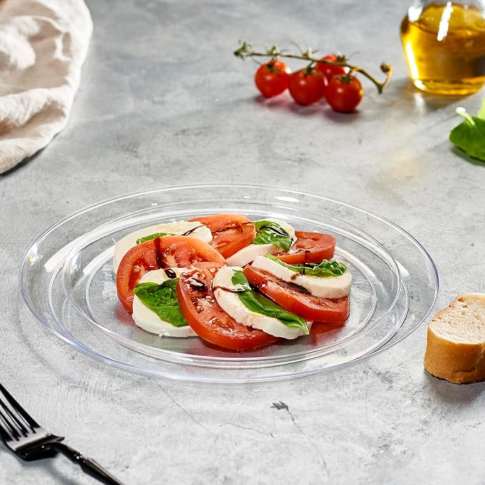 PLASTICPRO Clear Plastic with Party Plates Premium heavyweight Elegant Disposable Tableware Dishes (20, Clear)