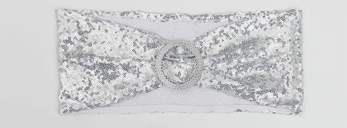 Full Sparkly Sequins Silver Chair Sashes for Wedding Decor, Glitter Chair Bands with Buckles, Sequin Chair Bows for Party Ceremony Event Decorations - 100 Pack