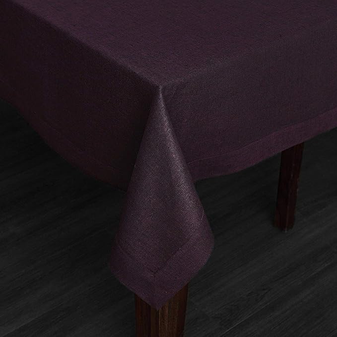 Solino Home Grape Linen Tablecloth 54 x 72 Inch - Athena, 100% Pure Linen Rectangle Tablecloth - Machine Washable Table Cloth for Summer