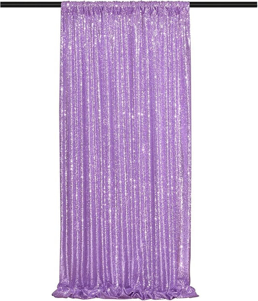 Lavender Sequin Backdrop Curtains-1 Panel 3FTx8FT Light Purple Backdrop for Wedding, Glitter Party Decorations Background Drapes for Birthday Party Anniversary Graduation Photo Booth Decor