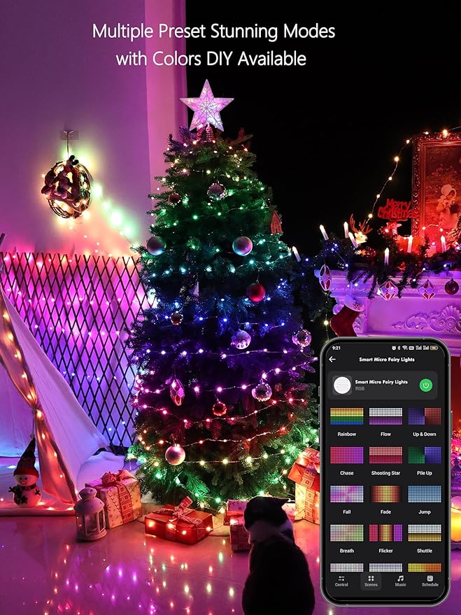 BrizLabs Smart July 4th Lights, 33ft 100 LED Red White Blue Fairy Lights Work with Alexa/Google Home, WiFi Xmas Light Dimmable RGB Color Changing Twinkle Starry Light for Xmas Home Party Halloween