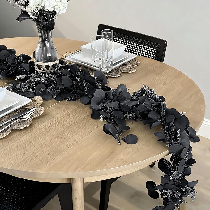 CQURE 3Pcs Eucalyptus Garland,Artificial Eucalyptus Leaves Table Greenery Garland Wreath Vines for Wedding Party Table Fireplace Bedroom Wall Room Decor