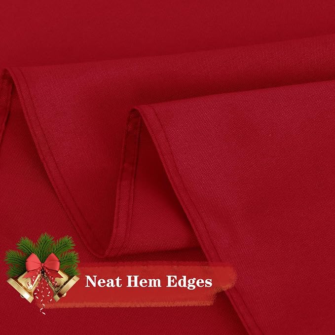 sancua 6 Pack Christmas Red Round Tablecloth 90 Inch, Stain and Wrinkle Resistant Table Cloth - Washable Polyester Decorative Fabric Table Cover for Dining Tables, Buffet Parties and Camping