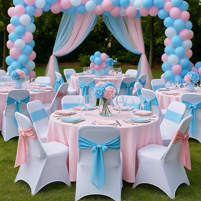 Craft And Party 100 Pack White Spandex Folding Chair Covers, Stretch Polyester Slipcovers for Wedding, Party & Dining Chairs – Flat Front Design, Universal Fit
