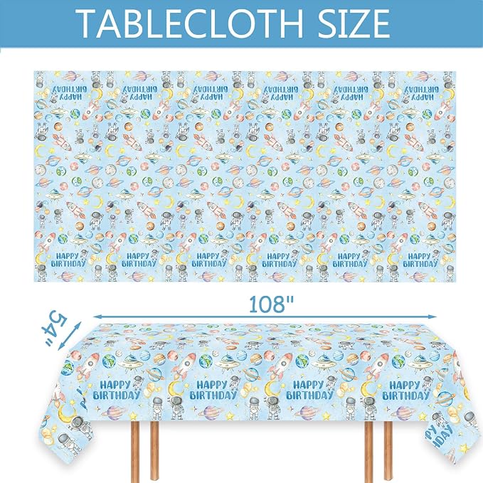 124pcs Space One Birthday Party Supplies Decorations - First Trip Around The Sun Plates Napkins Cups Forks Table Cloths Space Astronaut Banner Hanging Swirls for Boys 1st Birthday Decor(20 Guests)