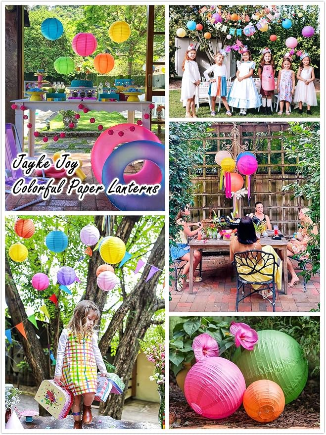 15pcs Colorful Paper Lanterns for Outdoor Indoor Party Decoration (6 inch)