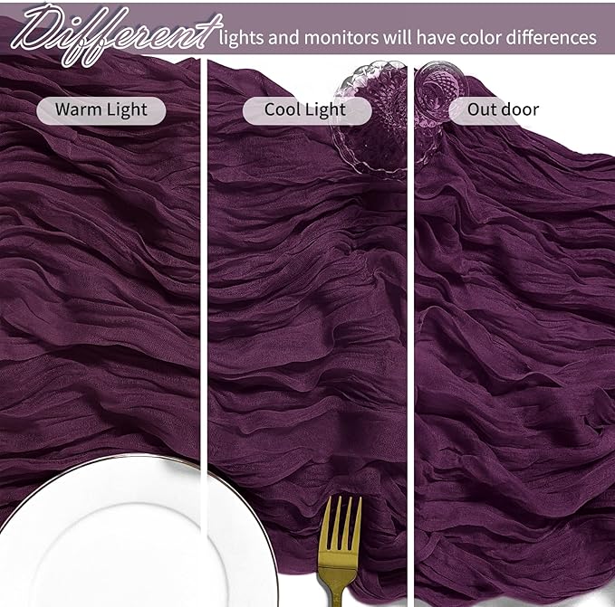 15 Pack Dark Purple Cheesecloth Table Runner 17 x 108 inch Cheese Cloth Table Runners 9ft Blue Table Runner Rustic Romantic Sheer Gauze Runner for Wedding Party Baby Shower Table Decoration