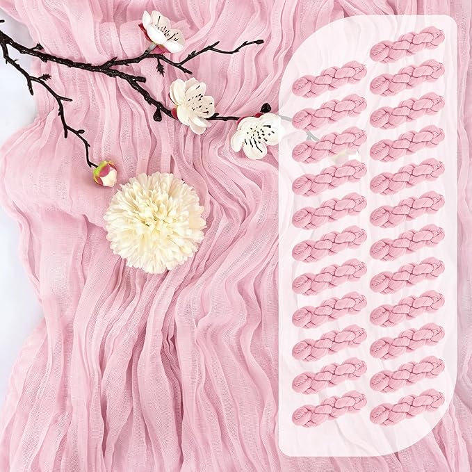 25 Pack Light Pink Cheesecloth Table Runner 17 x 108 Inch Fall Thanksgiving Boho Rustic Farmhouse Gauze Cheese Cloth Runner for Wedding Party Baby Shower Home Decor Holiday Decorations