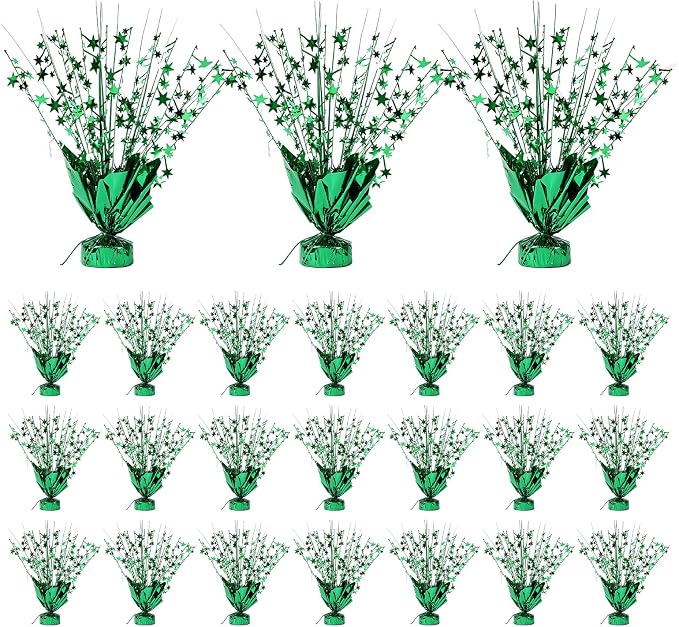 24 Pack Green Metallic Foil Spray Centerpiece Star Table Decoration Burst Table Centerpieces for Birthday New Year Wedding Anniversary Graduation Party Supply (Green)
