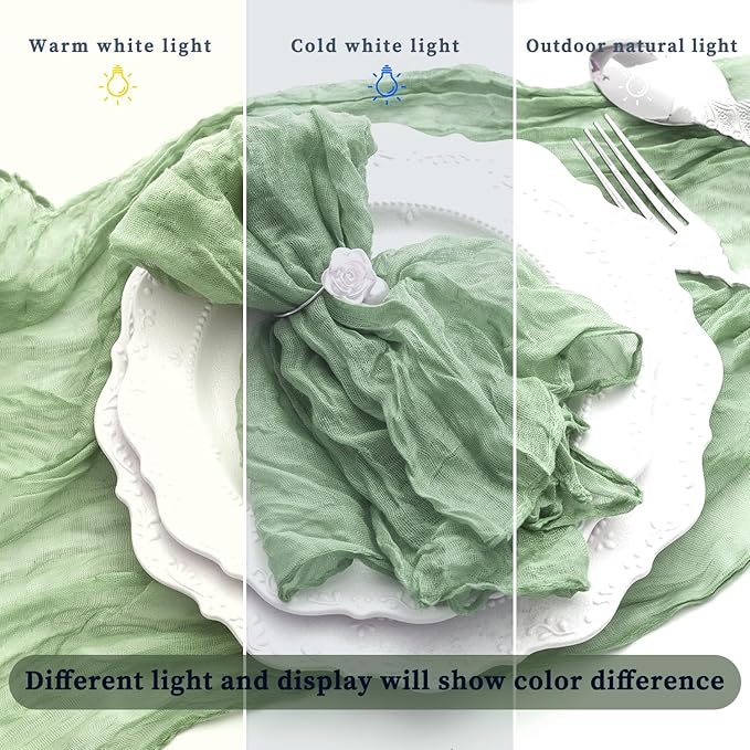 100 Pack Sage Green Cheesecloth Napkins Washable 21x21 Inches Sage Green Cloth Napkins Set of 100 Dinner Table Napkins for Wedding Bridal Baby Shower Rustic Boho Cotton Gauze Summer Party Table Decor