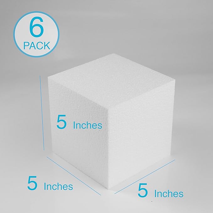 Silverlake 5x5x5 Craft Foam Cubes for Styrofoam Block Projects (6-Pack)