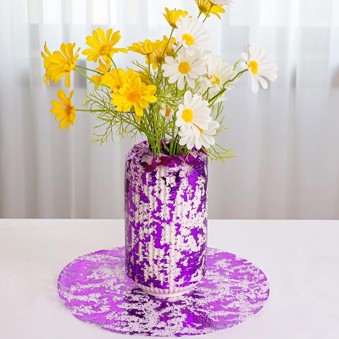 Snowkingdom 2 Pieces Purple Table Runner, Sequin Glitter Foil Metallic Thin Mesh Runners Roll 11"x108" for Romantic Wedding Bridal Shower Birthday Anniversary, Purple Party Table Decorations