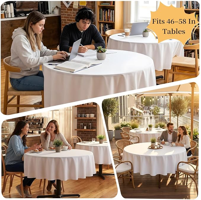 8 Pack White Round Tablecloth 70 Inch Round Table Cloth Fits 24-58 Inch Tables, Wrinkle Resistant and Washable Polyester Fabric Table Cloth Round Table Cover for Dining Wedding Banquet Party