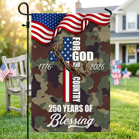 FLAGWIX American 250 Years of Blessing Flag - Polyester Double-sided Yard Flags For Outside Garden Flag (11.5" x 17.5") - 4th of July Memorial Day Decorations, Gifts For Men Veteran Army Military