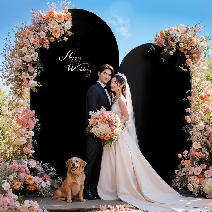 Black Arch Cover 7.2 and 6ft Black Arch Backdrop Cover Set of 2 Spandex Wedding Arch Stand Covers for Birthday Party Baby Shower Bridal Shower Wedding Ceremony Banquet Photo Background Decorations
