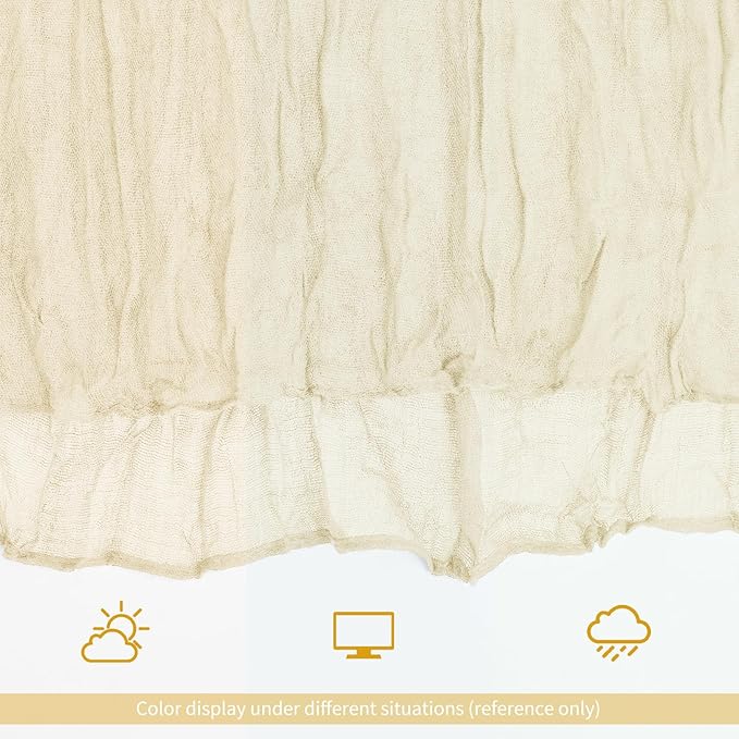 12 Pack Ivory Table Runner 10Ft Cheesecloth Table Runner Rustic Gauze Table Runners Romantic Long Cream Sheer Fabric Cheese Cloth Table Runners for Wedding Party Bridal Baby Shower