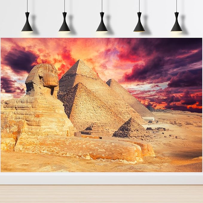 Egypt Pyramids Backdrop Panorama View of Pyramids with Sphinx Photography Background Ancient Egypt Sculpture Scene Nature Landscape Background Travel Themed Decorations Portraits Props 5x4ft