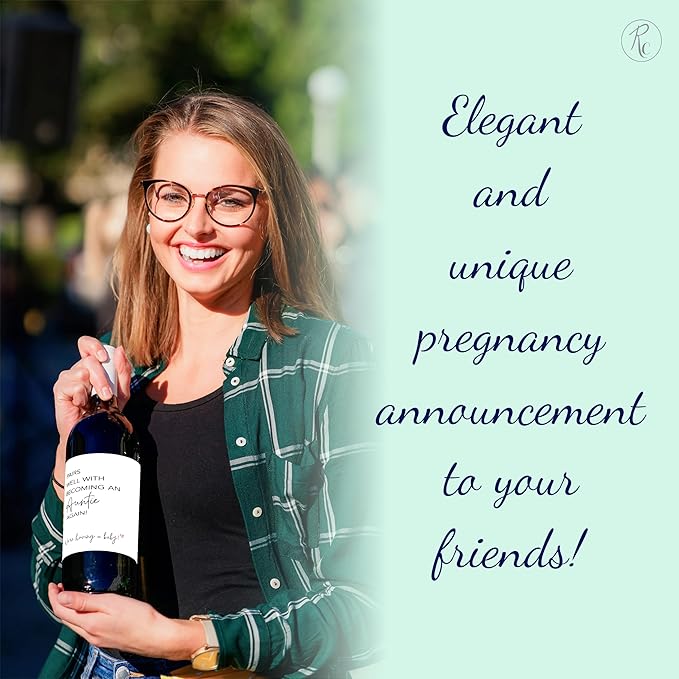 Floral Pregnancy Announcement Wine Bottle Labels ● SET of 6 ● The Best FRIENDS make the Best AUNTIES Wine Labels, Baby Due Wine Stickers, Alternative to Baby Announcement Cards, WEATHERPROOF, 905-6F1