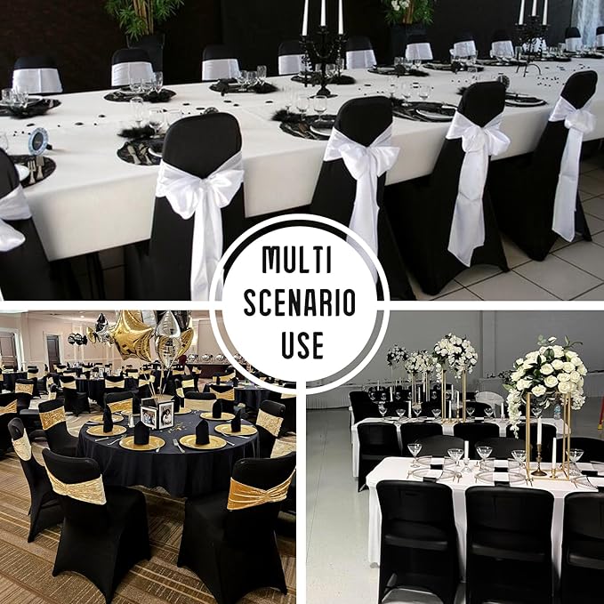 100 Pack Black Stretch Polyester Spandex Chair Covers Universal Washable Removable Chair Slipcovers Protector for Wedding Banquet Events Party Dining Decoration