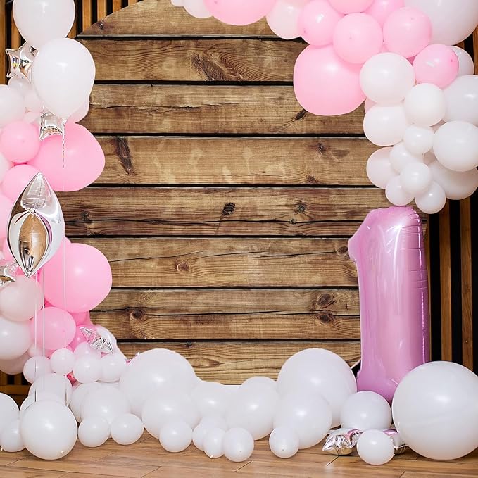 Rustic Wood Round Backdrop Cover 7.2FT Polyester Brown Retro Wood Texture Circle Background for Photography,Themed Party,Baby Shower,Birthday Party,Wedding,Banquets,Photo Shoot Supplies
