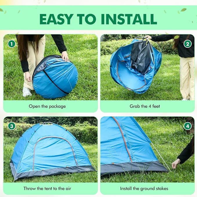 Woanger 6 Pack Bulk 2 Person Camping Tents for Homeless Lightweight Outdoor Tent with Rain Fly and Carrying Bag, Waterproof Windproof Setup Pop Up for Homeless Camping Backpacking