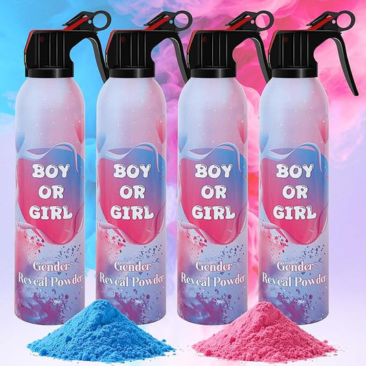 Large Gender Reveal Smoke Bombs 4 Packs, Pink & Blue Biodegradable Powder Spray for Baby Boy or Girl Reveal, Long-Lasting 10ft Smoke Effect, Unique Gender Reveal Ideas & Party Decorations