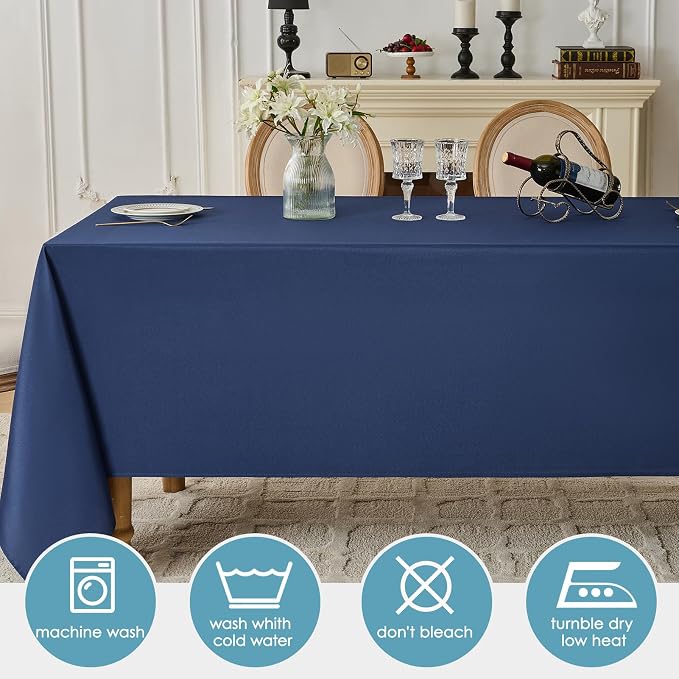 VidaFete Tablecloth 10 Pack 90 * 132inch Rectangle Table Cloth Polyester, Stain Wrinkle Resistant Rectangular Polyester Table Cover for Kitchen Dinning Party Wedding Buffet Decoration(Navy Blue)