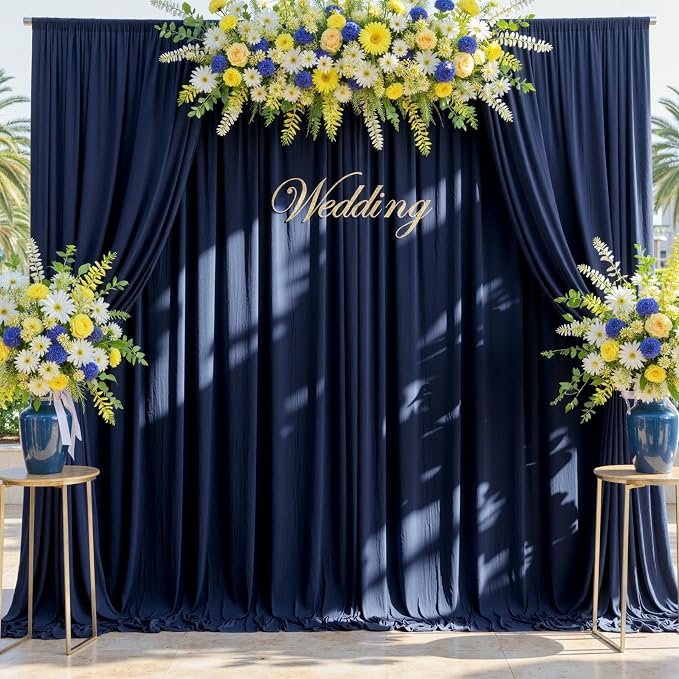 20ft x 12ft Wrinkle Free Navy Blue Backdrop Curtain for Parties, Silky Photo Backdrop Drapes 12FT Long Back Drop Cloth for Wedding Birthday Photography Background Decor