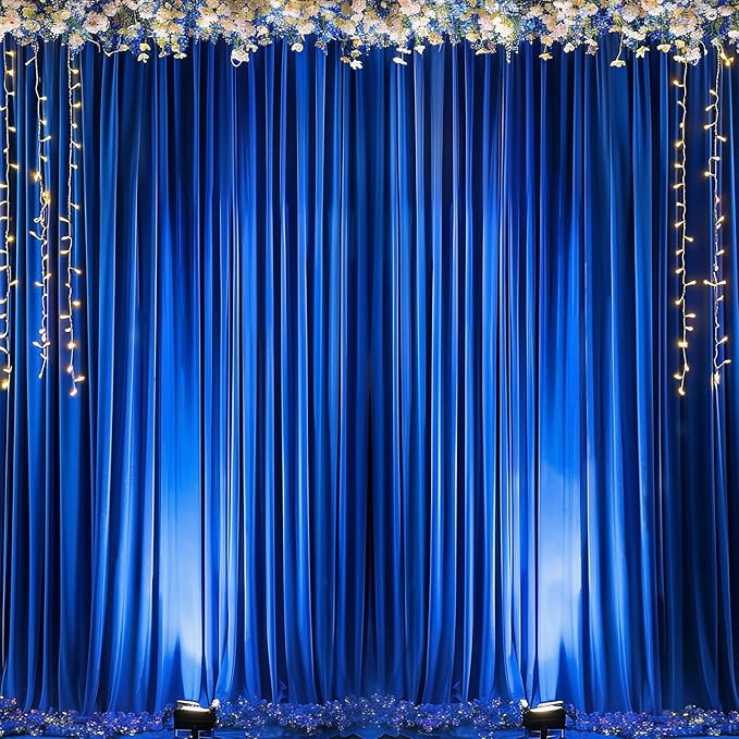 10x10FT Wrinkle Free Royal Blue Backdrop Curtains for Parties Blue Curtain Backdrop for Baby Shower Soft Backdrop Drapes for Birthday Party Photography Stage Background Home Decor 5ft x 10ft, 2 Panels