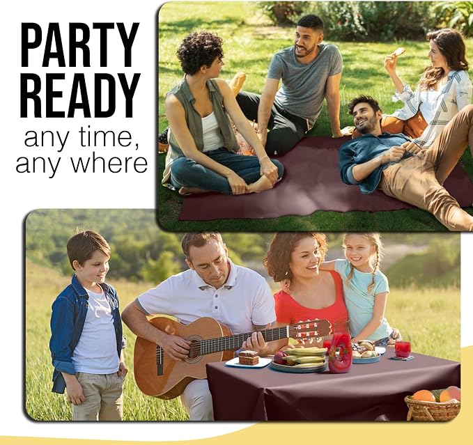 Party Solids 66% Thicker Premium Brown Plastic Table Cover Roll 40" X 300' Table Cloth Plastic Cover Roll Quality Thick Banquet Rolls Disposable Tablecloth Rolls Strong American Based Company