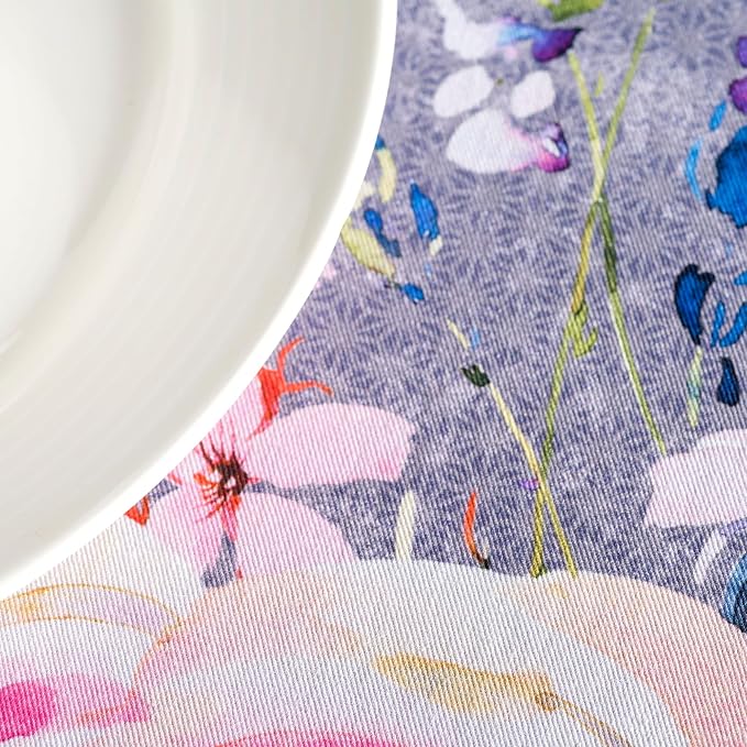 Maison d' Hermine Table Cloth Round Table 100% Cotton 69 Round Inches Tablecloth Reusable Decorative for Dining Kitchen Room Farmhouse Party Hotel Restaurant Spring Summer - Sweet Rose Lavender - Lush