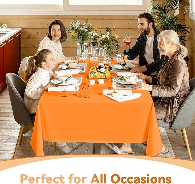 12 Pack Orange Tablecloths for Rectangle Tables Stain and Wrinkle Resistant Washable Polyester Tablecloth 60 x 126 Inch Table Cloth Rectangle Table 8 Foot Rectangle Table Cloth for Wedding Party