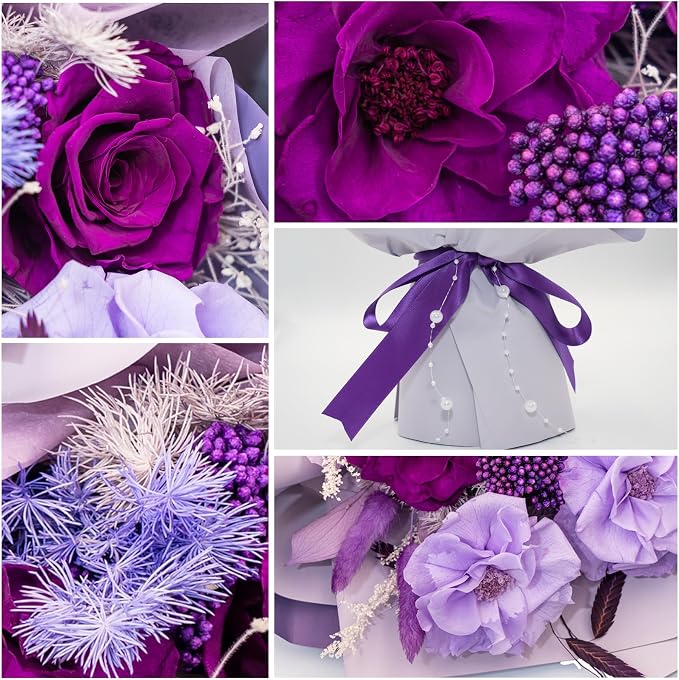 Forever Flower Gifts for Her: Romantic Flowers for Graduation-Daughter Girlfriend Wife Mom Grandma-Preserved Rose Bouquets-Flowers for Delivery Prime on Birthday Anniversary Valentines (Violet)