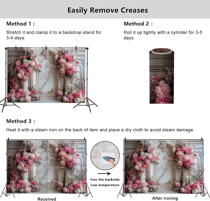 YongFoto European Relief Marble Archway Wall 7x5ft Blooming Rose Flower Elegant Romantic Photography Background Bday Bridal Shower Wedding Party Banner Portrait Photoshoot Wallpaper Photo Booth