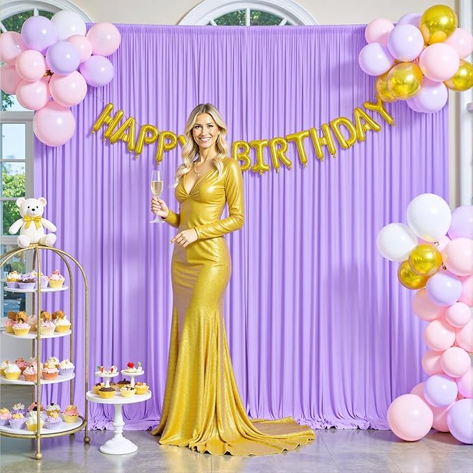 6 Panels Lavender Backdrop Curtain for Parties Wedding Wrinkle Free Light Purple Photo Curtains Backdrop Drapes Fabric Decoration for Baby Shower Photoshoot 30ft(W) x 10ft(H)
