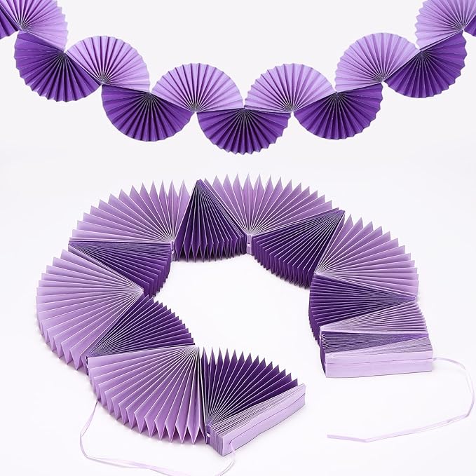 uxcell Paper Fan Garland, 5.25ft Paper Garland Hanging Decorations Set Party Hanging Decorations Fans for Birthday Parties Holiday Ornaments Family Gatherings Weddings, Purple