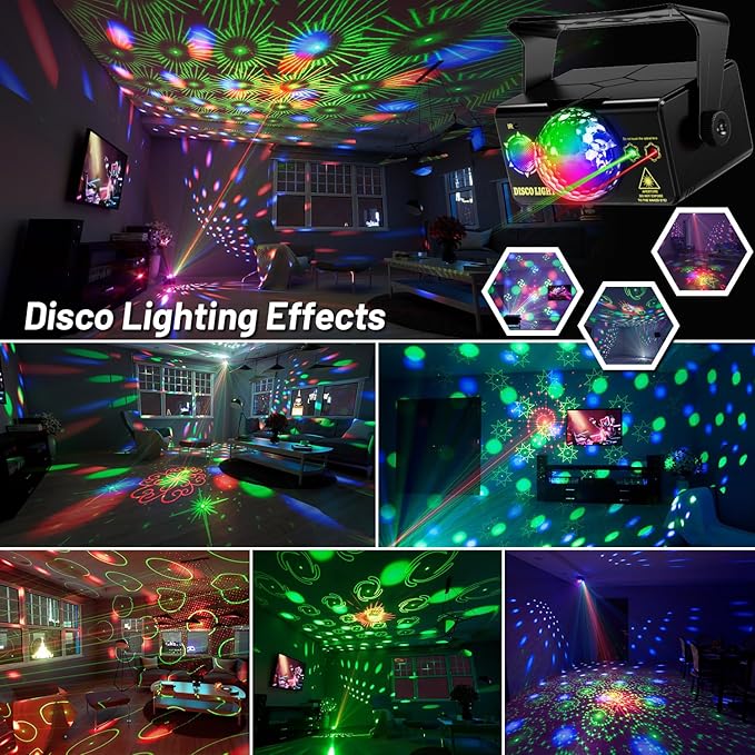 Party Lights Dj Disco Light Disco Ball Light LED Stage Strobe Lights Projector Sound Activated with Remote Control for Parties Club Bar Holiday Christmas Dance Gift Birthday Xmas Wedding Home Décor