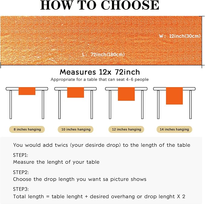 2 Packs 12 x 72 inches Sequin Table Runner, Orange Glitter Table Runner for Birthday Party Supplies Wedding Engagement Baby Shower Holiday Celebration Event Decorations