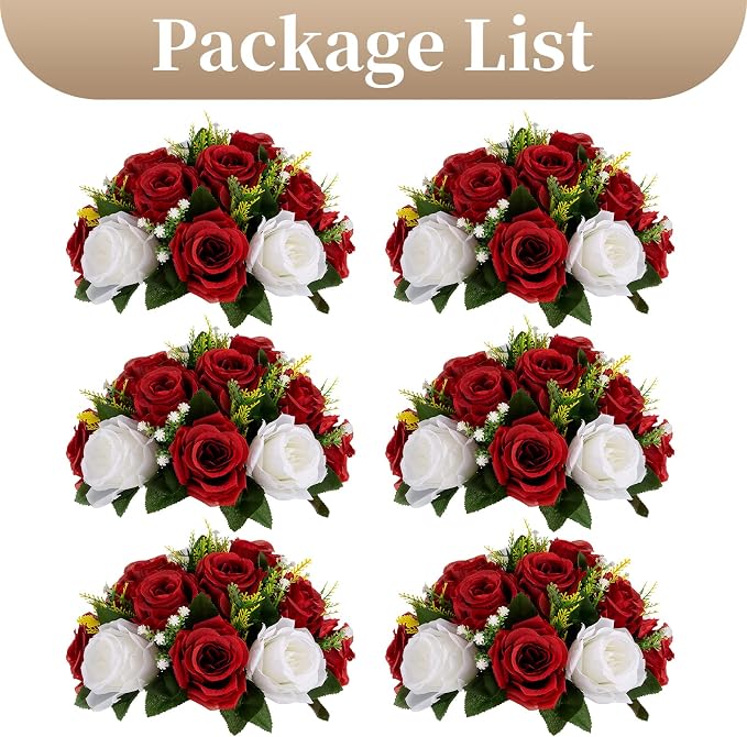 Sziqiqi Red Fake Flowers for Wedding Centerpiece Kissing Flower Balls for Tables Flower Centerpieces Arrangement for Party Road Lead