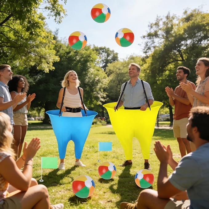 yofit 24Pcs Granny Pants Yard Game Funny Field Day Outdoor Games for Adults Kids and Family Gaint Pant Set for Brithday Party Tossing Games Activities for Groups
