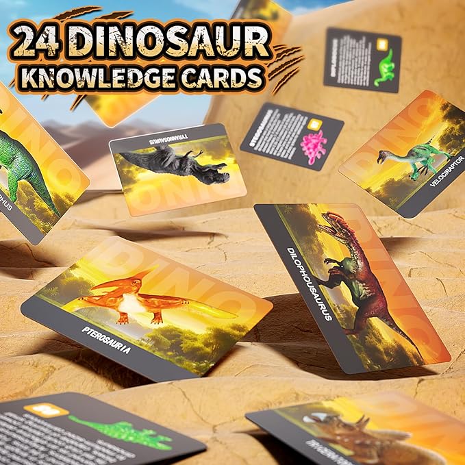 24 Glow in The Dark Dinosaur Eggs, Dig Kit Toys for Kids, Dinosaur Eggs Excavation Kit with Magnifier, Easter Basket Stuffers, STEM Party Favor Gifts for Boys Girls Age 3 4 5 6 7 8 9 10 + Years Old