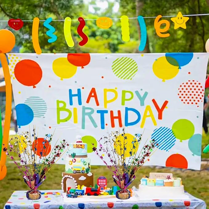 Miliocry 6 Pack Metallic Foil Spray Centerpiece Star Table Decoration Burst Table Centerpieces for Birthday Wedding Anniversary Graduation Holiday Party Supplies Decor Colorful